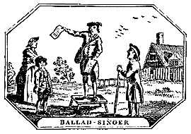 An early depiction of a ballad singer.